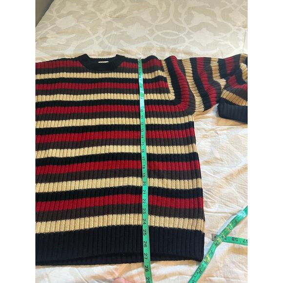 J.Crew oarsman wool striped crewneck sweater men’s large tall tan black red - Picture 5 of 6